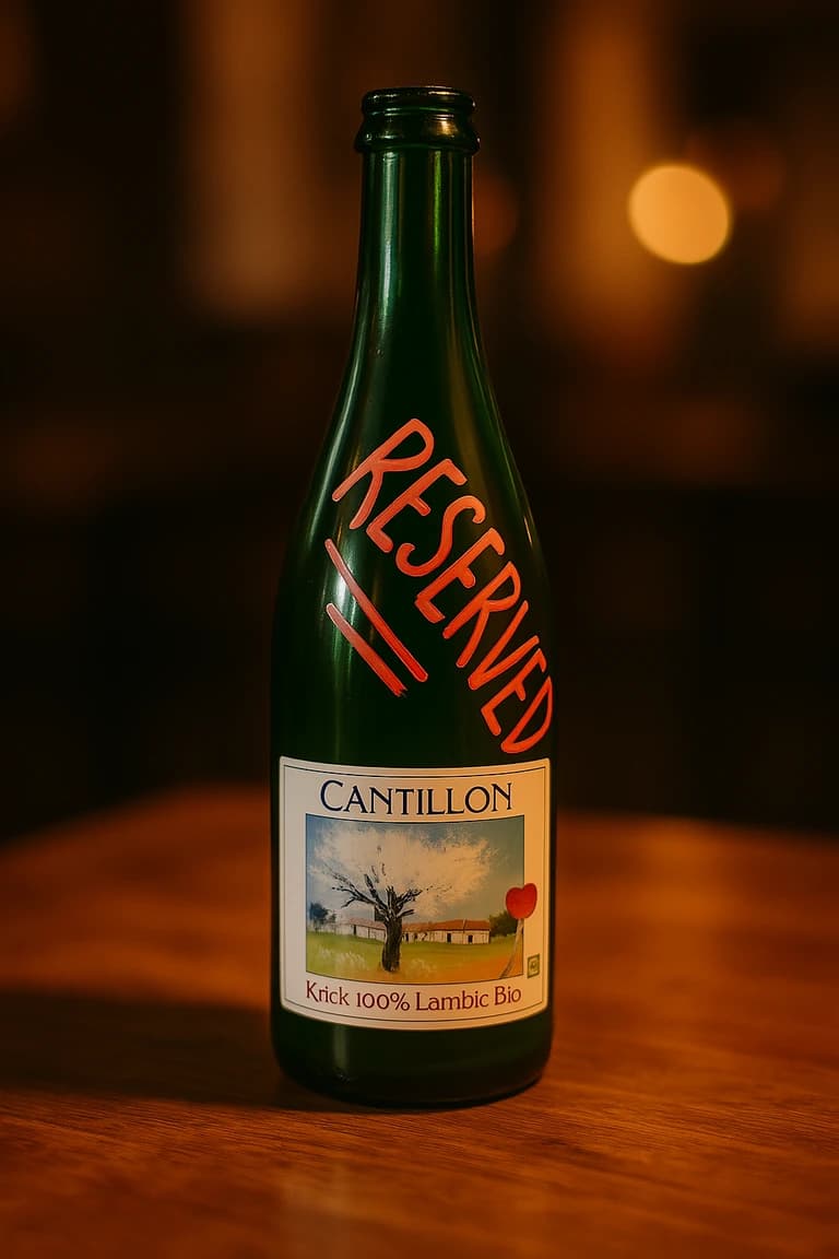 Reserved bottle on table